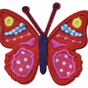 Red Butterfly Embroidered Patch