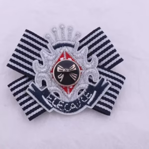 Bow Crest Embroidered Brooch