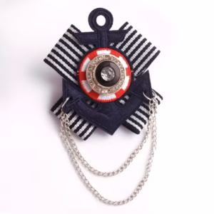 Blue and White Stripe Anchor Brooch
