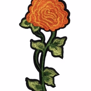Orange Rose Stem Embroidered Patch
