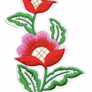Red & Pink Floral Embroidered Patch