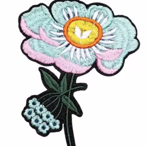 Light Blue & Pink Embroidered Flower Patch