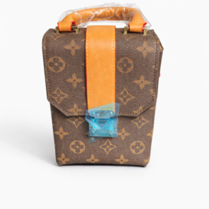 LV-Inspired Mini Box Bag – Structured Top Handle Crossbody with Classic Brown Print