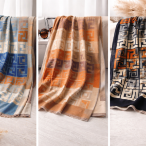 Designer-Inspired Geometric Monogram Scarf –  Luxury Style Wrap